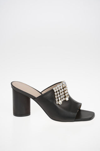 8 cm Leather THEONE Mules with Jewel Details