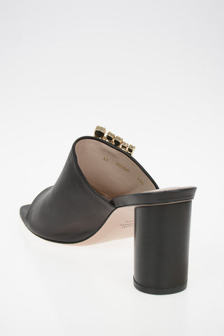 8 cm Leather THEONE Mules with Jewel Details