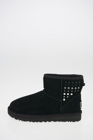 Suede Leather MINI PEARLS Ankle Boots