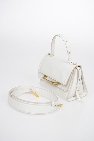 Leather THE STORY Top Handle Bag with Removable Shoulder Strap 