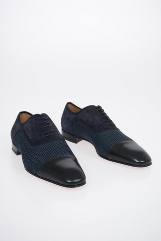 Suede Derby Shoes With Braided Straw Detail