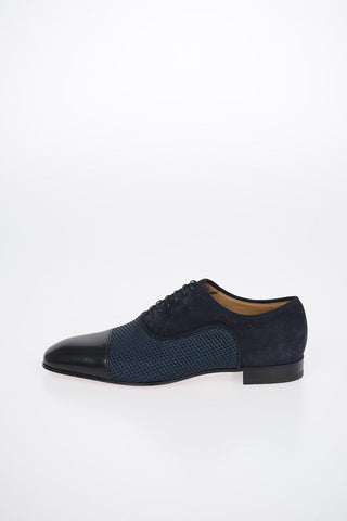 Suede Derby Shoes With Braided Straw Detail
