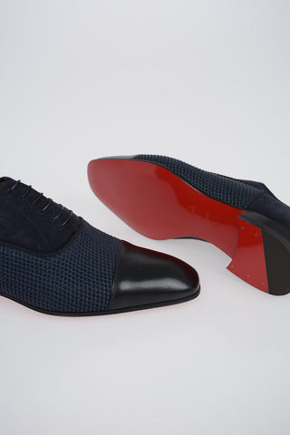 Suede Derby Shoes With Braided Straw Detail