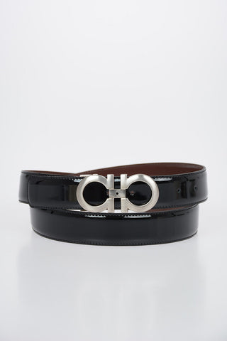 Leather and Patent Reversible Belt 3.5 cm 