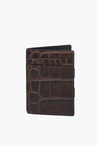 Croco Printed Leather Mini Card Holder 