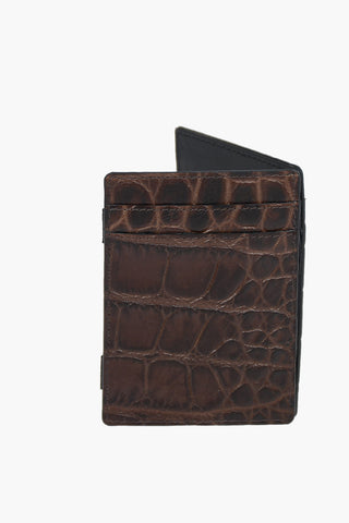 Croco Printed Leather Mini Card Holder 