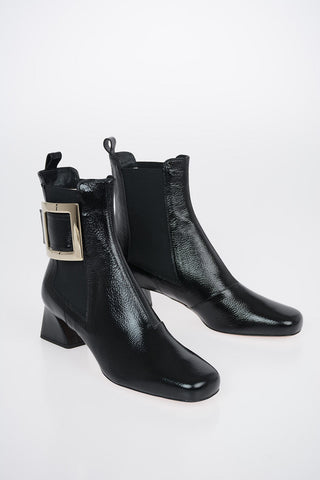 Coated Leather VIVIER CHELSEA Ankle Boots with Buckle 5 cm