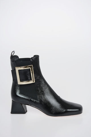 Coated Leather VIVIER CHELSEA Ankle Boots with Buckle 5 cm