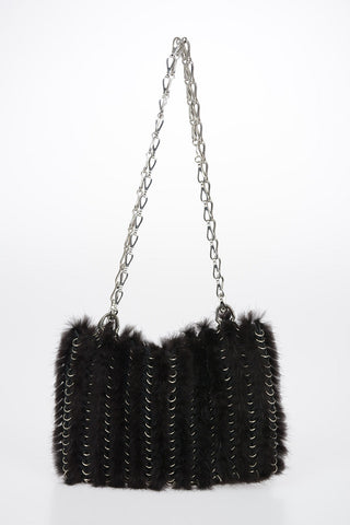 Rabbit Fur ICONIC Shoulder Bag with Adjustable Shoulder Chain