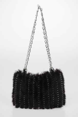 Rabbit Fur ICONIC Shoulder Bag with Adjustable Shoulder Chain