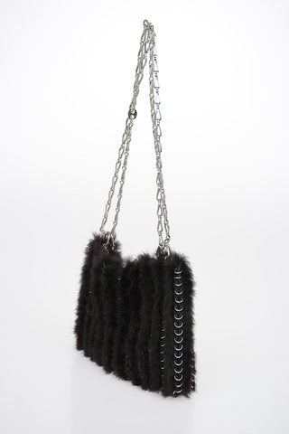Rabbit Fur ICONIC Shoulder Bag with Adjustable Shoulder Chain