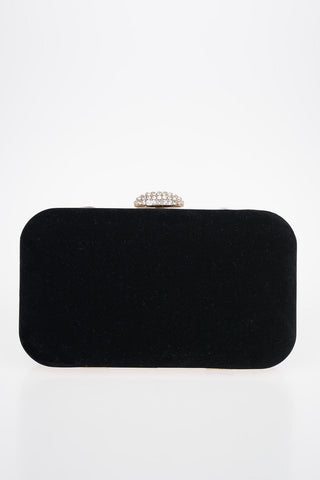 Velvet Clutch with Jewel Detail and Removable Shoulder Chain