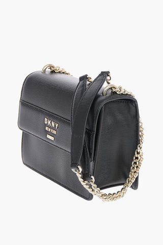 Leather Shoulder Bag AVA with Outer Pocket and Adjustable Shoulder Chain