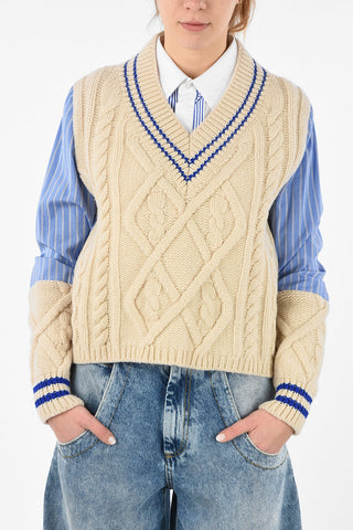 MM1 V-Neck Aran Sweater