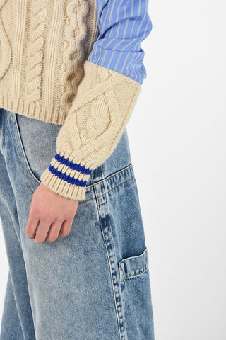 MM1 V-Neck Aran Sweater