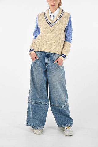 MM1 V-Neck Aran Sweater