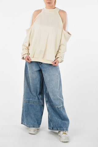 MM0 Cold Shoulder Crew-Neck Sweatshirt