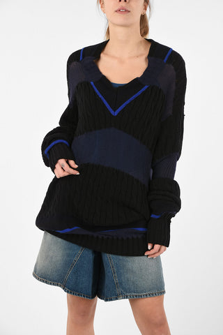 MM1 V-Neck Oversize Cable Knit Sweater