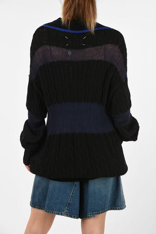 MM1 V-Neck Oversize Cable Knit Sweater