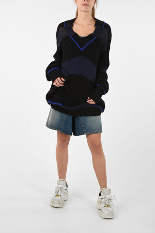 MM1 V-Neck Oversize Cable Knit Sweater