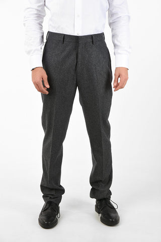 Virgin Wool Straight Pants With Hook Closure 