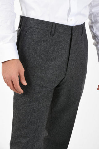 Virgin Wool Straight Pants With Hook Closure 
