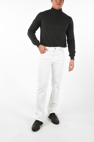 Frayed Hem Straight Fit Jeans 18cm