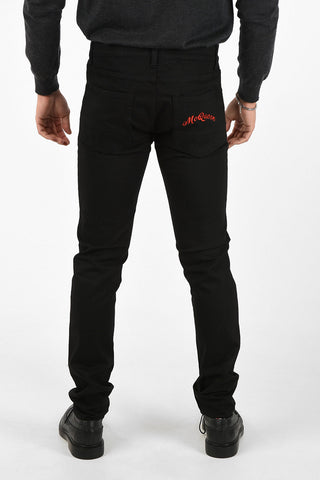 Jeans Slim Fit con Tasca Ricamata 16cm