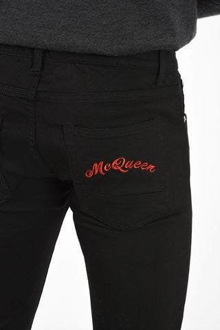 Jeans Slim Fit con Tasca Ricamata 16cm