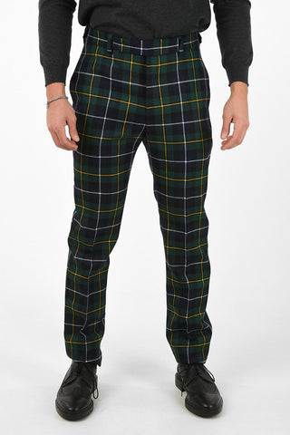 plaid Mid waist plain hem trousers