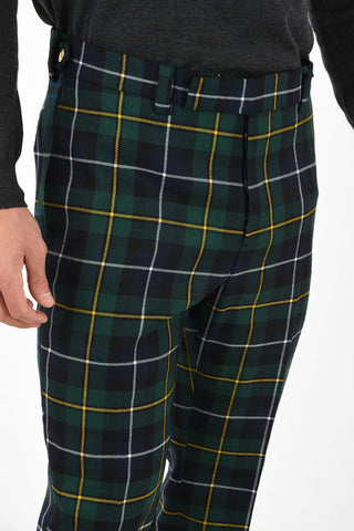 plaid Mid waist plain hem trousers