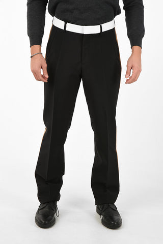 Straight Pants with Contrasting Side Bands
