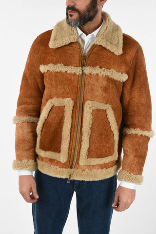 Suede Leather Jacket With Shearling Details