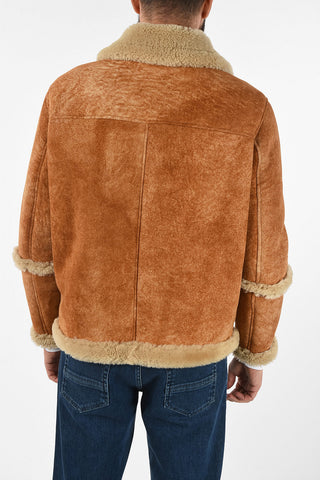 Suede Leather Jacket With Shearling Details