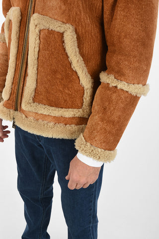 Suede Leather Jacket With Shearling Details