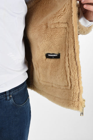 Suede Leather Jacket With Shearling Details