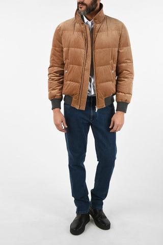 full zip corduroy Down jacket