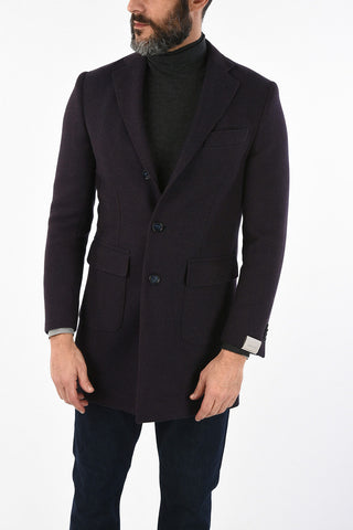 cappotto plain herringbone in lana vergine