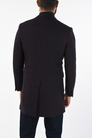 cappotto plain herringbone in lana vergine