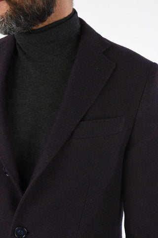 cappotto plain herringbone in lana vergine