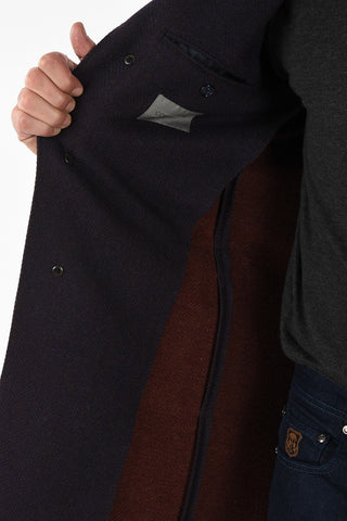 cappotto plain herringbone in lana vergine
