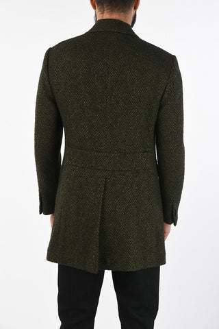 plain herringbone double breasted Chesterfield coat