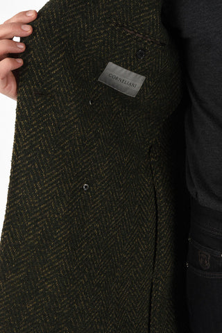 plain herringbone double breasted Chesterfield coat
