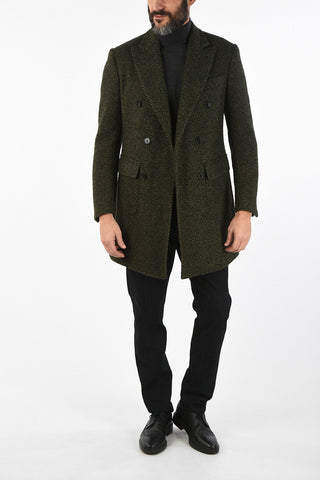 plain herringbone double breasted Chesterfield coat