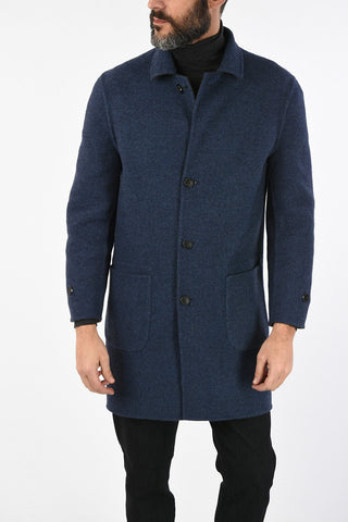 virgin wool and cashmere reversible coat