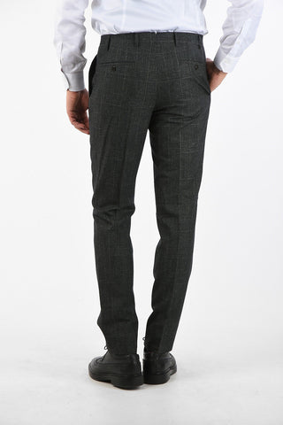 district check LEADER single pleat trousers