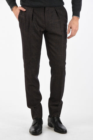houndstooth LEADER single pleat trousers