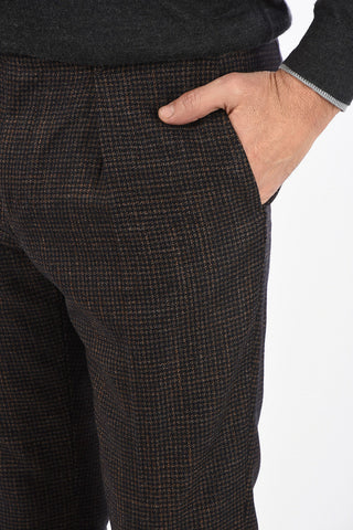 houndstooth LEADER single pleat trousers