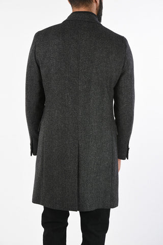 CC COLLECTION plain herringbone virgin wool coat