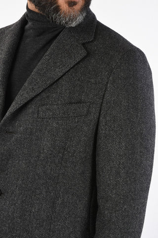CC COLLECTION plain herringbone virgin wool coat